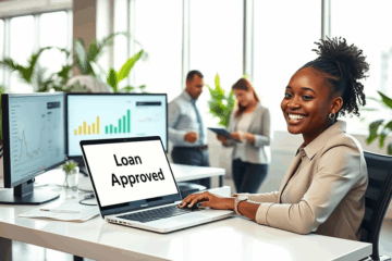 Une personne bénéficiant d'une approbation rapide de prêt en ligne.