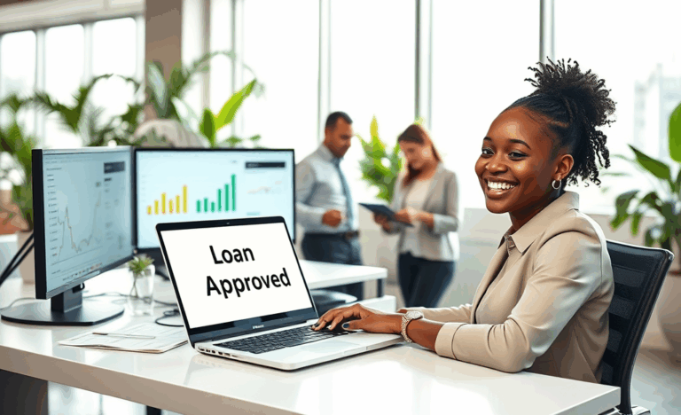 Une personne bénéficiant d'une approbation rapide de prêt en ligne.