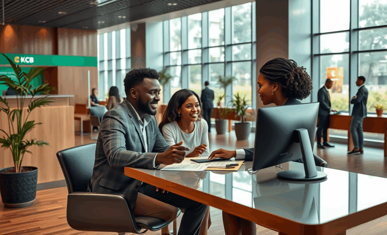 Image illustrant le Prêt Personnel KCB Bank, mettant en avant des montants jusqu'à 3 000 000 Sh avec une approbation rapide.